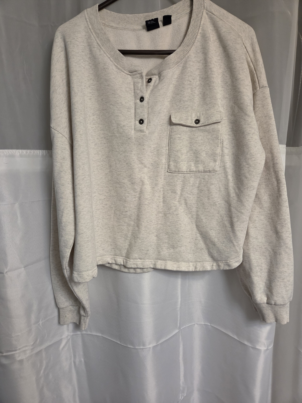 Heather Cream Henley Sweatshirt